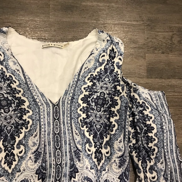 Alice + Olivia Jolene Paisley Print Dress 0 - Picture 6 of 7